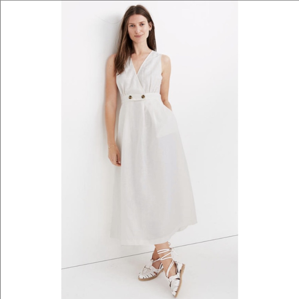 Madewell Button-Waist Wrap Midi Dress Lighthouse